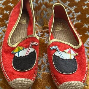 Tory Burch Red Espadrilles with Coconut Motif